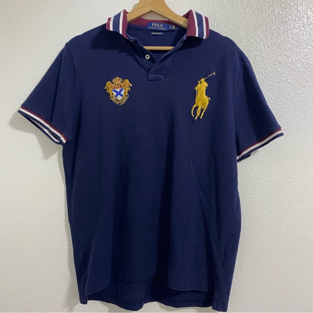 Polo Ralph Lauren Big Pony Navy Blue Short Sleeve Shirt Men's Large